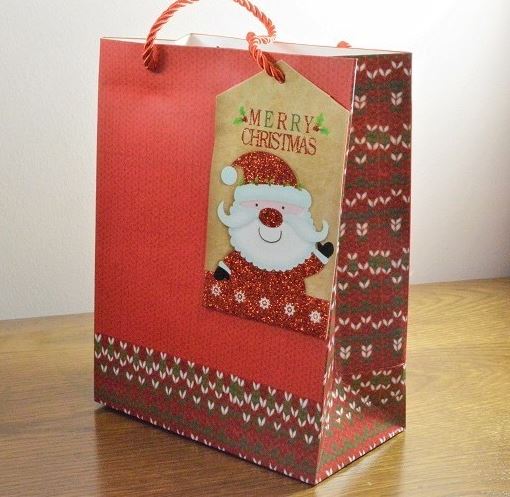 XMASREDGIFTBAG2412 - Red Merry Christmas Gift Bags & Santa Tag